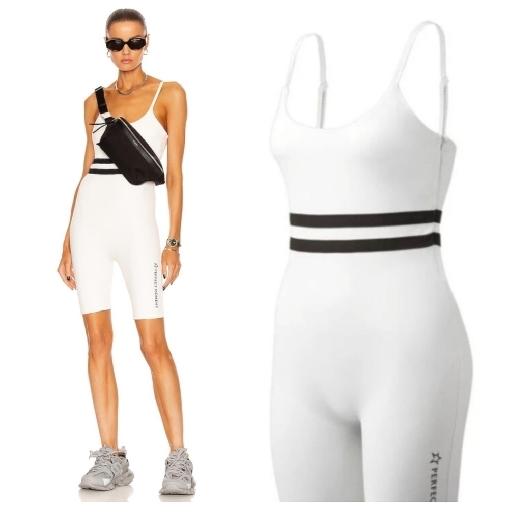 New Perfect Moment Seamless Stripe Snow White Fitness Suit/Skin Suit NWT Medium
